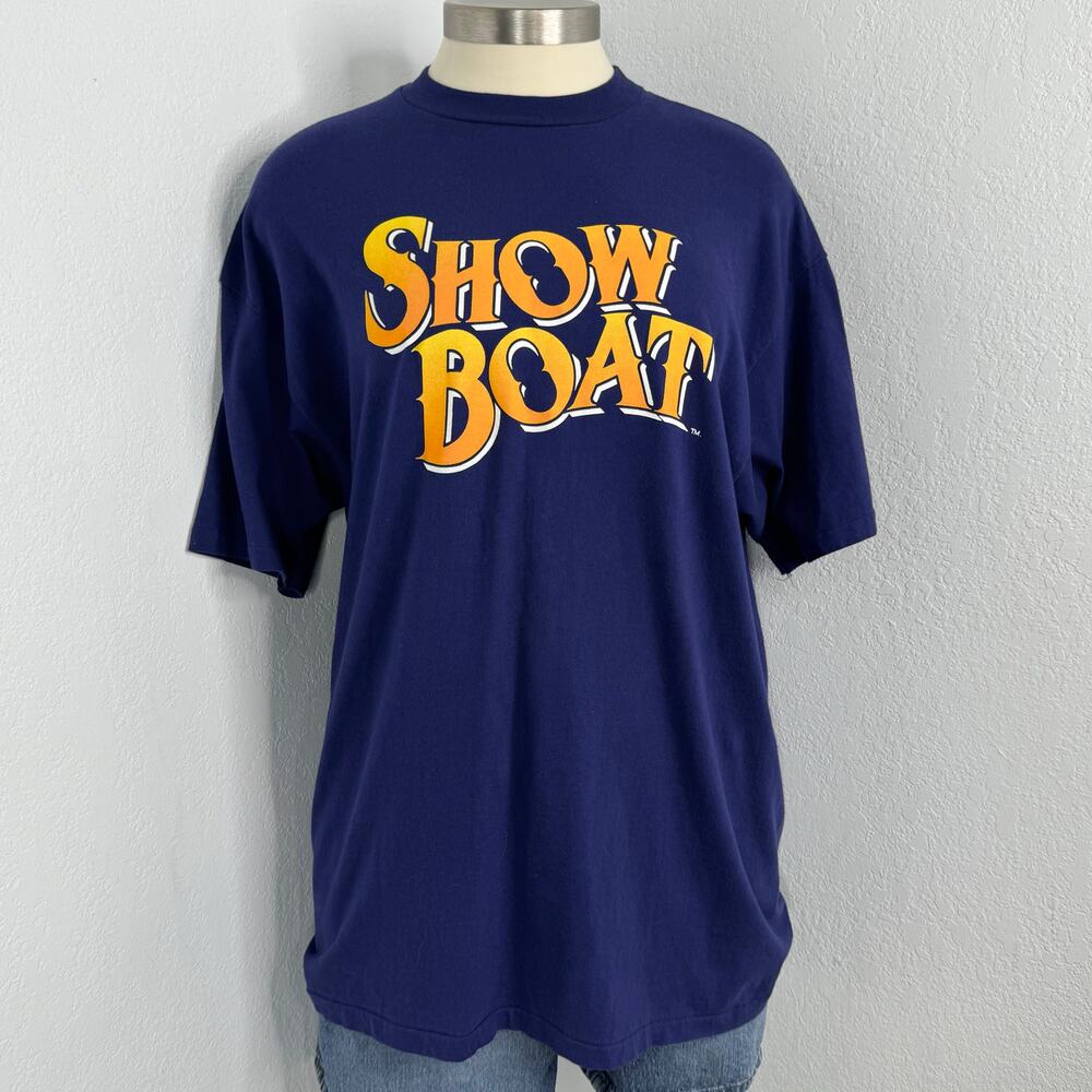 Vintage Show Boat T-Shirt Musical Movie Promo Blue Men's Size XL Single Stich